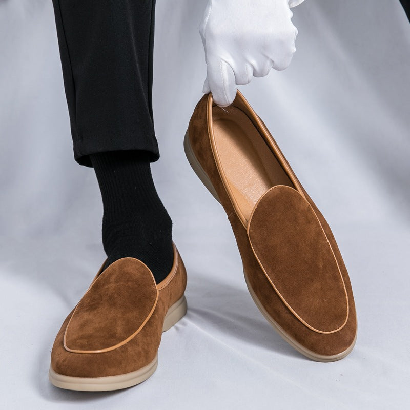 Herren-Loafer aus synthetischem Veloursleder, Camel, Ansicht 10