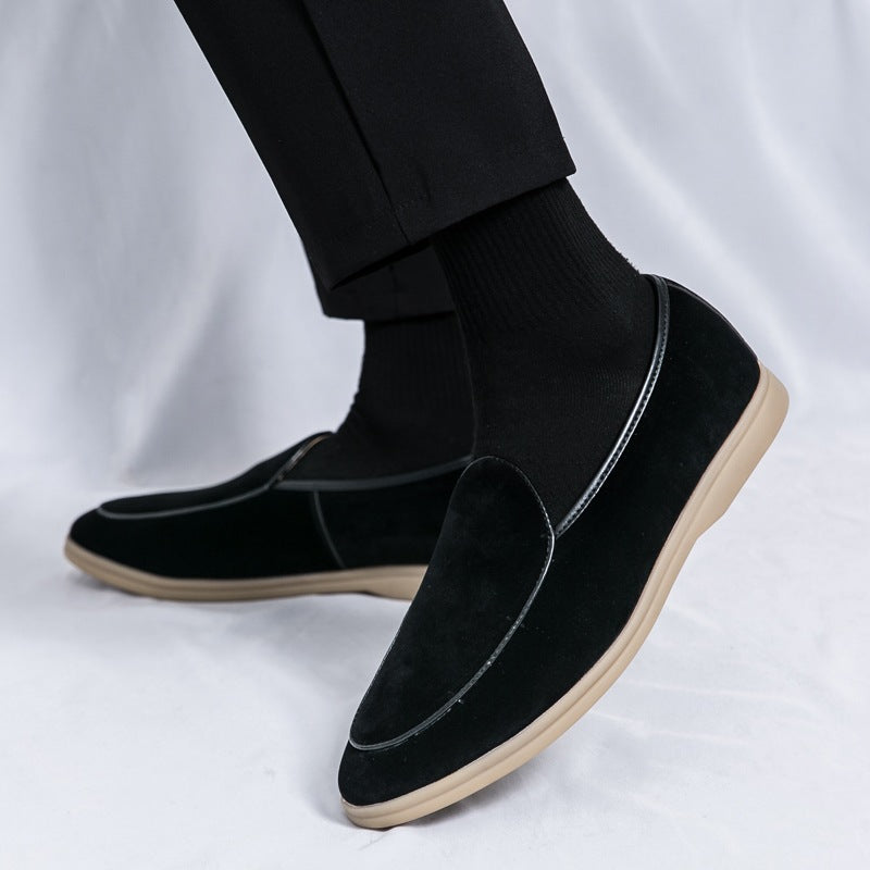Herren-Loafer aus synthetischem Veloursleder, Schwarz, Ansicht 12