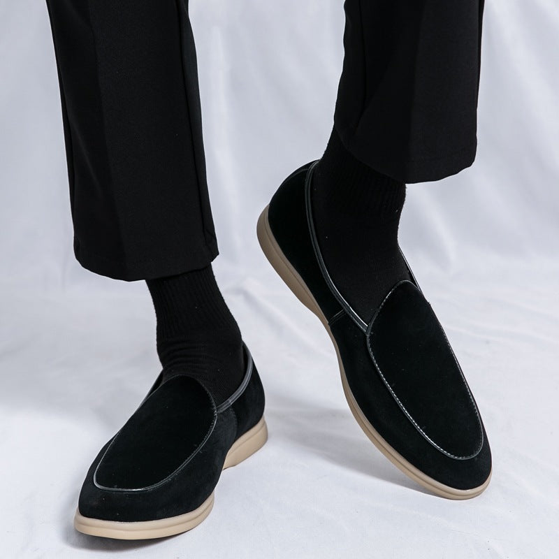 Herren-Loafer aus synthetischem Veloursleder, Schwarz, Ansicht 13