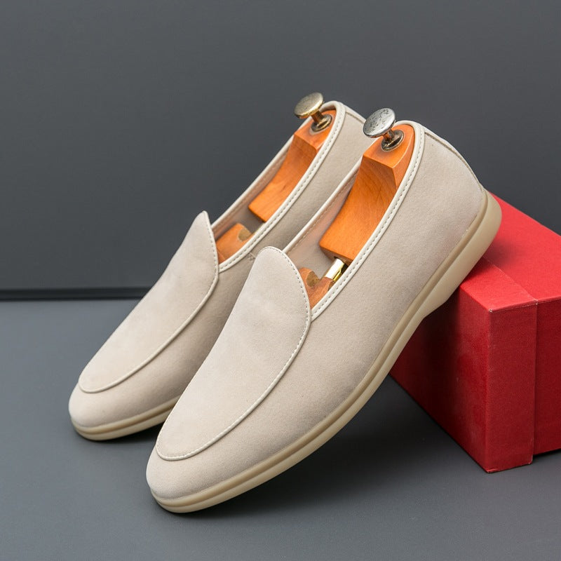 Herren-Loafer aus synthetischem Veloursleder, Beige, Ansicht 5