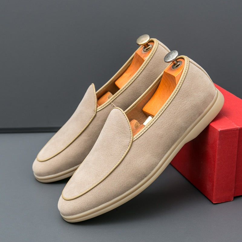 Herren-Loafer aus synthetischem Veloursleder, Beige, Ansicht 6