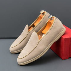 Herren-Loafer aus synthetischem Veloursleder, Beige
