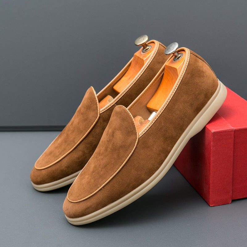 Herren-Loafer aus synthetischem Veloursleder, Beige, Ansicht 7