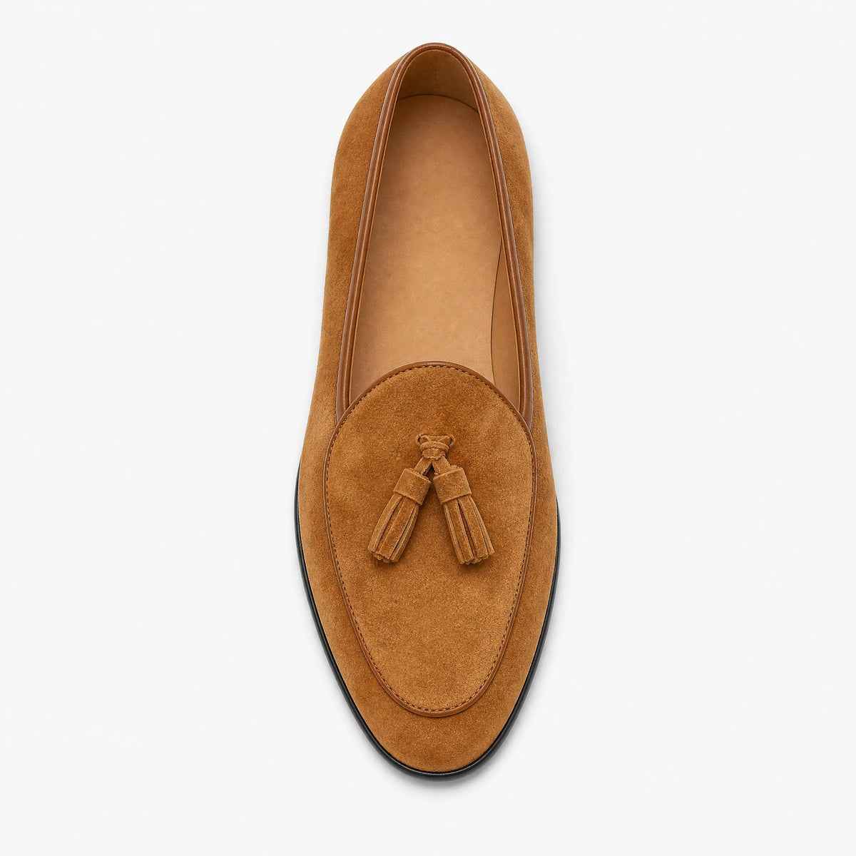 Herren Quastenloafer aus Veloursleder mit schmaler Spitze in Camel, Ansicht 1 Bild
