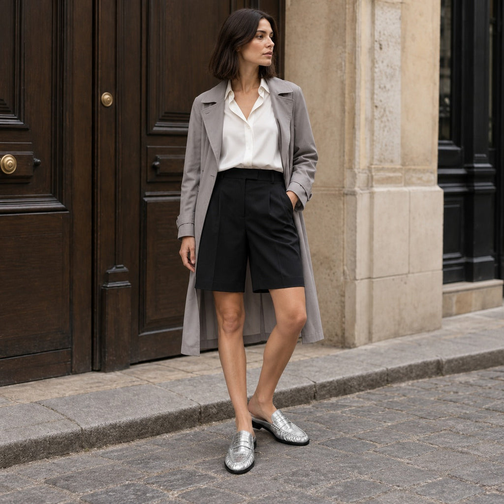 Loafer Mule Damen Leder flacher Absatz in Bordeaux, Rückansicht