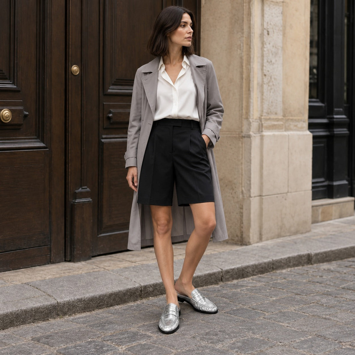 Loafer Mule Damen Leder flacher Absatz in Bordeaux, Rückansicht