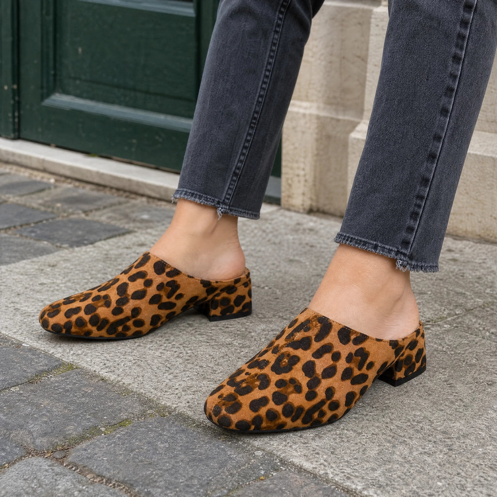 Loafer-Mules mit Leopardenmuster und Blockabsatz, Ansicht 3