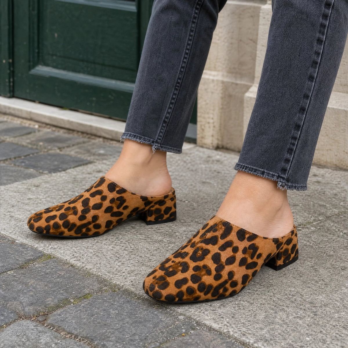 Loafer-Mules mit Leopardenmuster und Blockabsatz, Ansicht 3