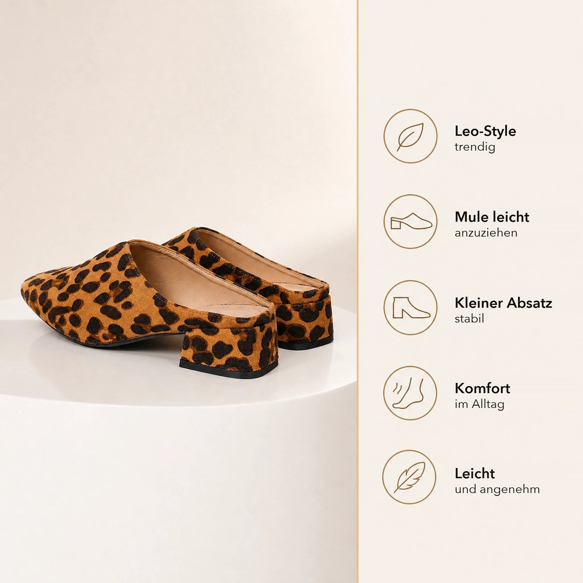 Loafer-Mules mit Leopardenmuster und Blockabsatz, Ansicht 4 Bild
