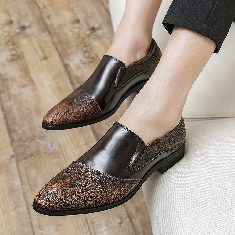 Luxus-Lackloafer für Herren mit Krokodileffekt