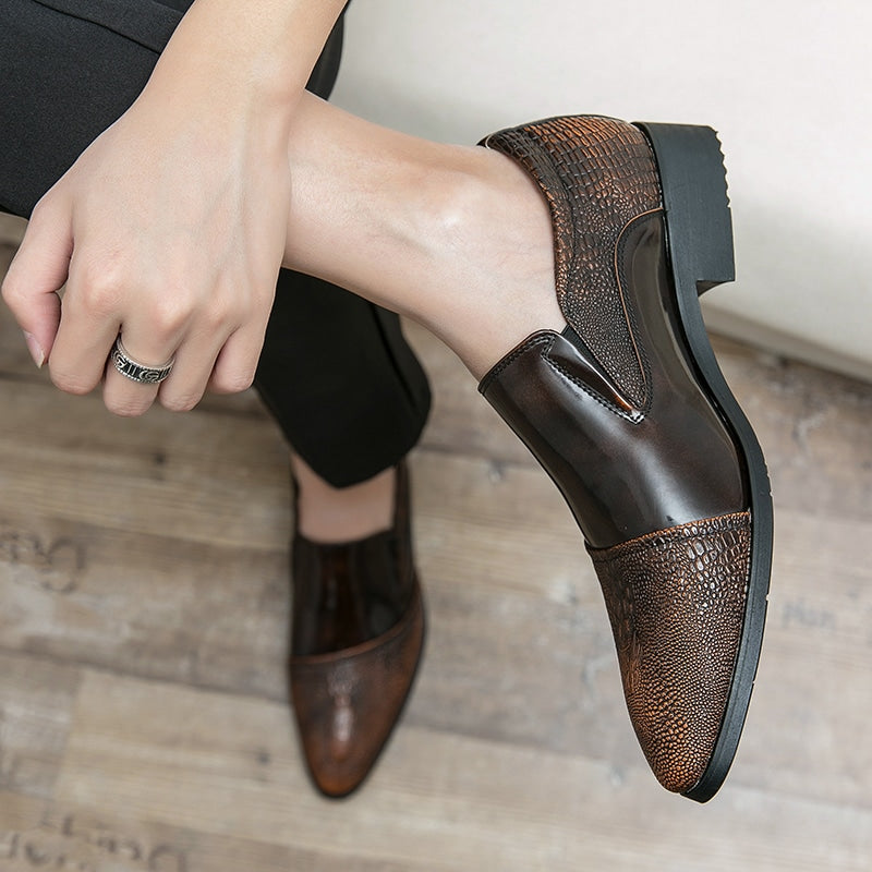 Luxus-Lackloafer für Herren mit Krokodileffekt