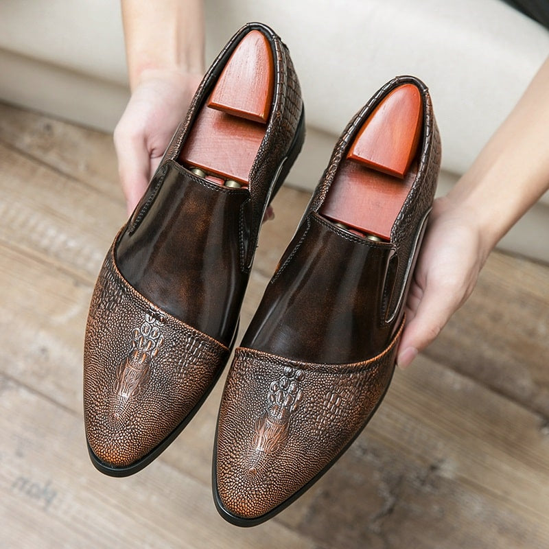 Luxus-Lackloafer für Herren mit Krokodileffekt