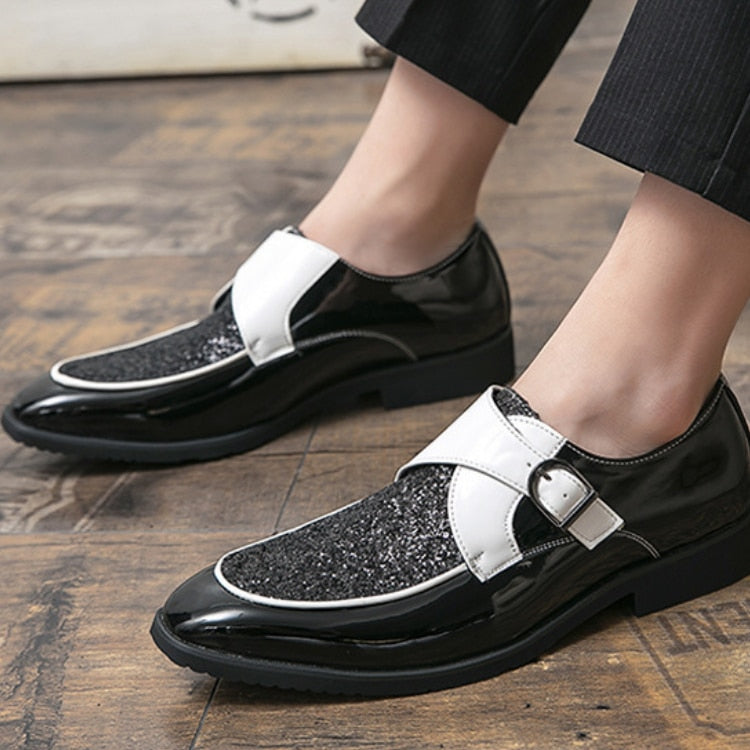 Luxus-Pailletten-Lackloafer für Herren
