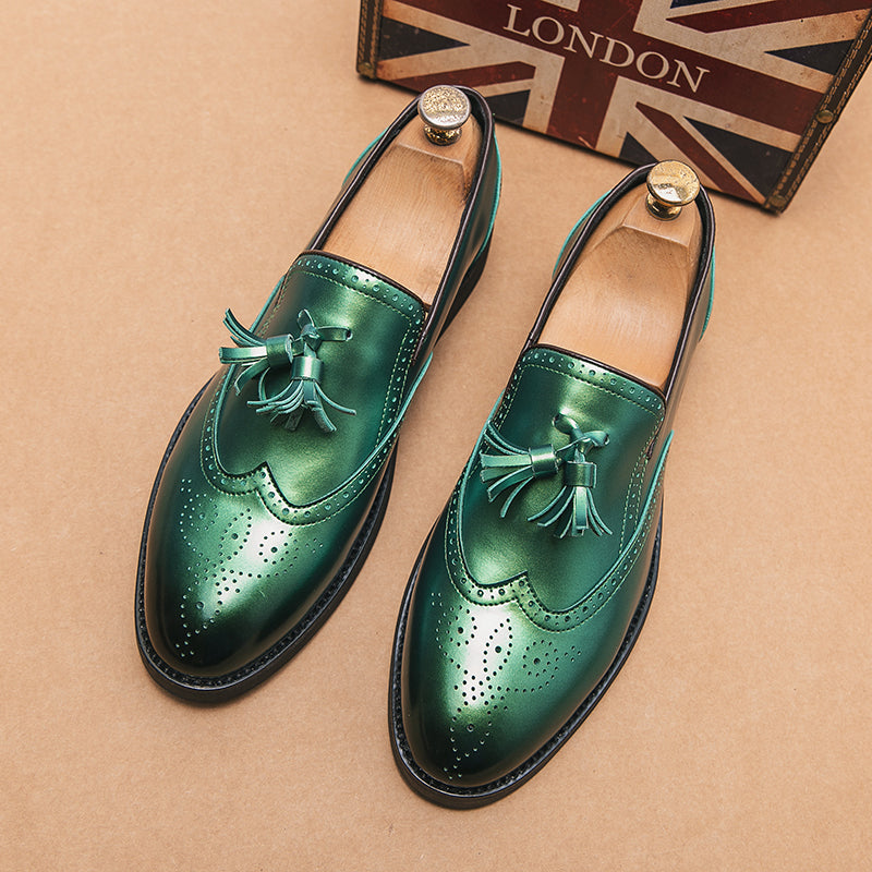Herren-Loafer mit metallisch-grüner Quaste
