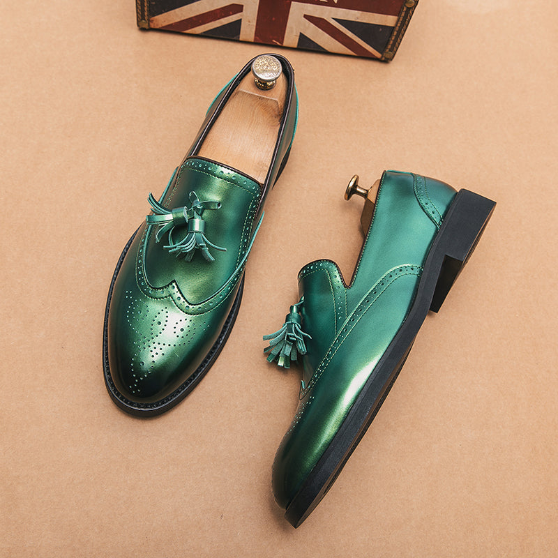 Herren-Loafer mit metallisch-grüner Quaste