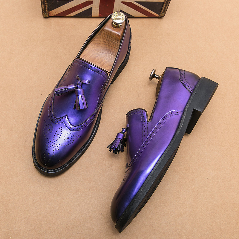 Metallic-violette Quasten-Loafer für Herren
