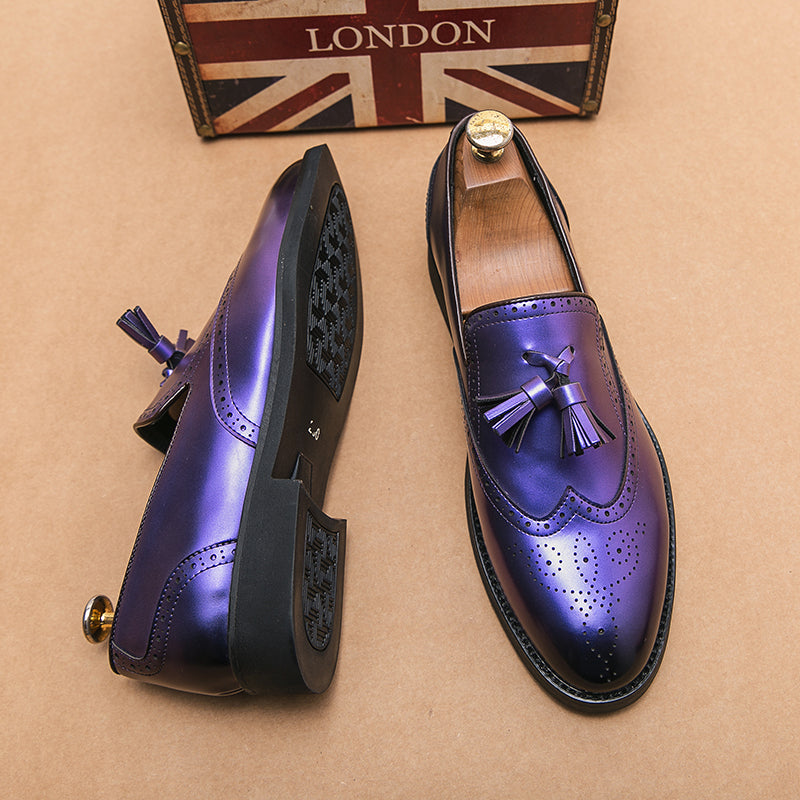 Metallic-violette Quasten-Loafer für Herren