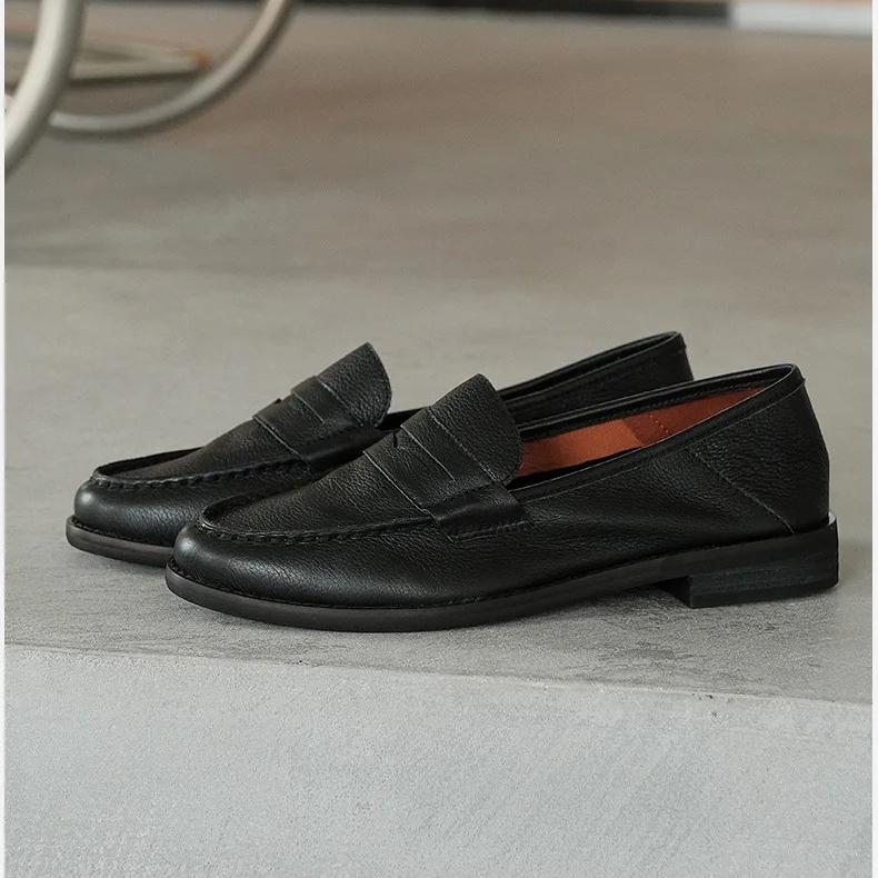Loafer mit Blockabsatz aus weichem Leder für Damen