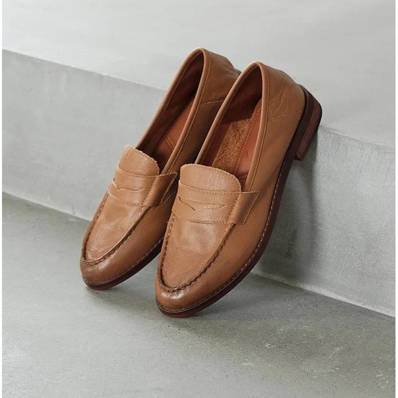 Loafer mit Blockabsatz aus weichem Leder für Damen