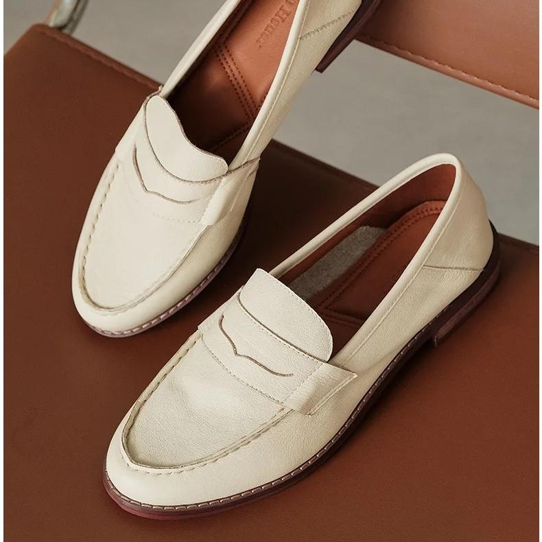 Loafer mit Blockabsatz aus weichem Leder für Damen