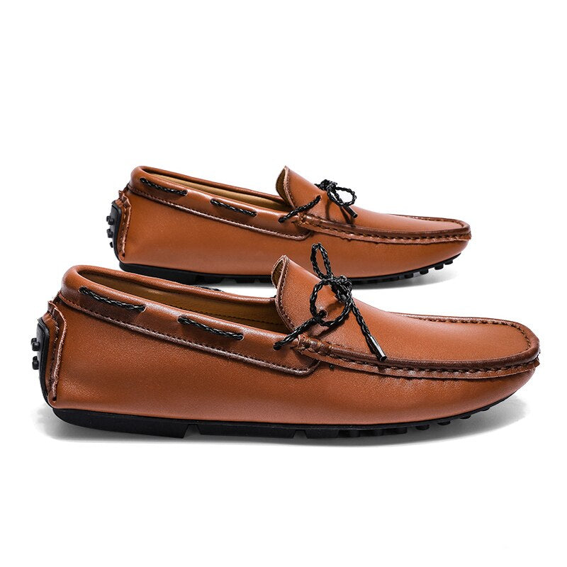 Herren-Bootsmokassins im Vintage-Stil mit Lederoptik