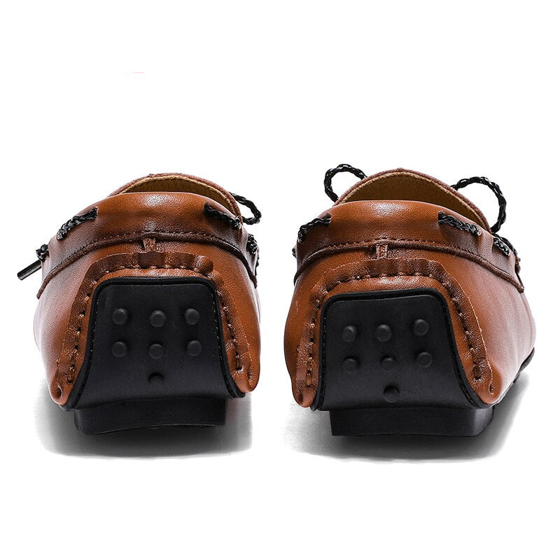 Herren-Bootsmokassins im Vintage-Stil mit Lederoptik