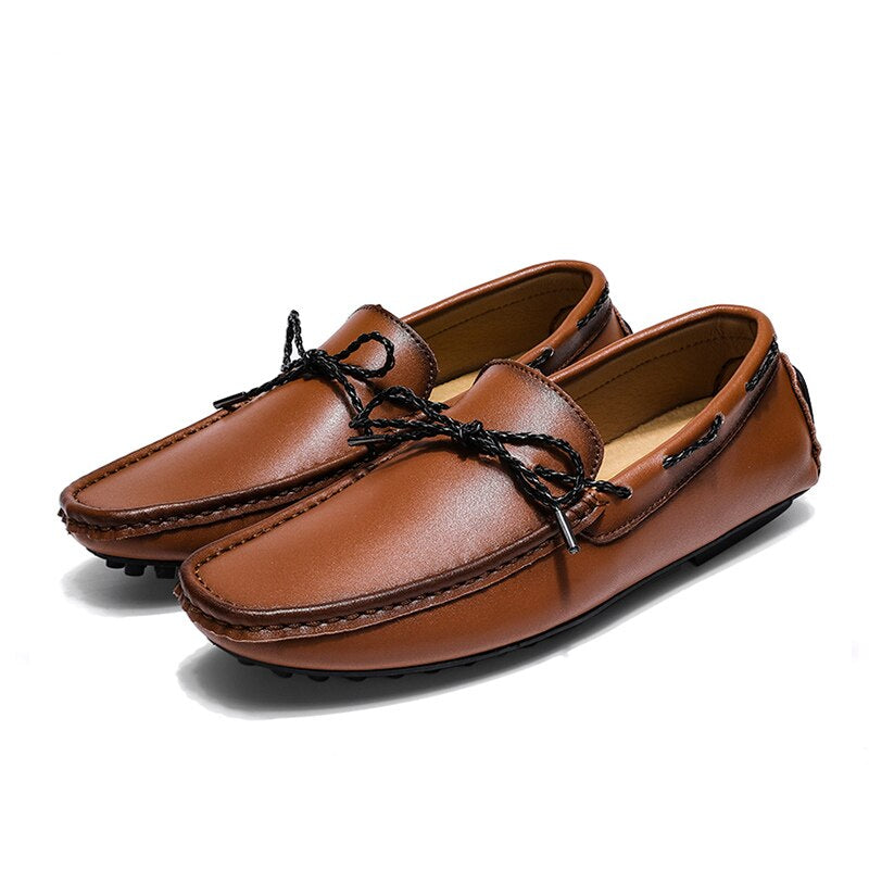 Herren-Bootsmokassins im Vintage-Stil mit Lederoptik