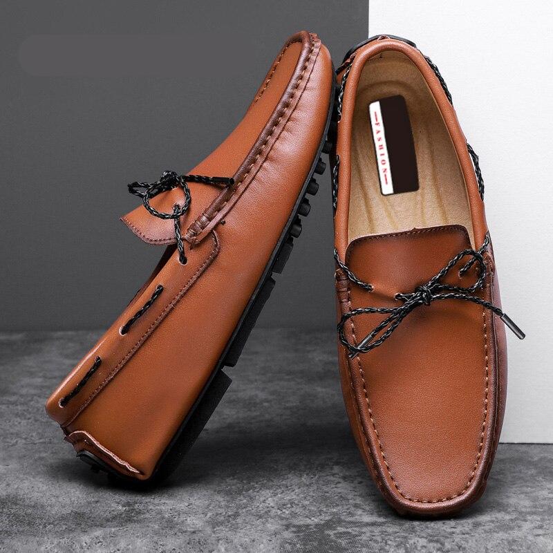 Herren-Bootsmokassins im Vintage-Stil mit Lederoptik