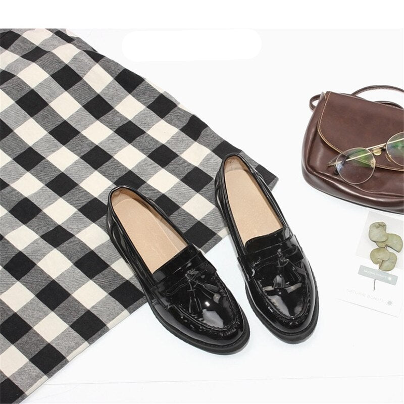 Elegante Damen-Loafer mit Quasten aus echtem Leder