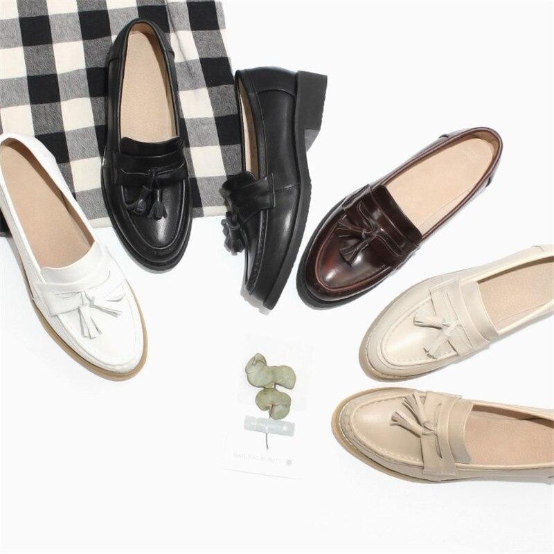 Elegante Damen-Loafer mit Quasten aus echtem Leder