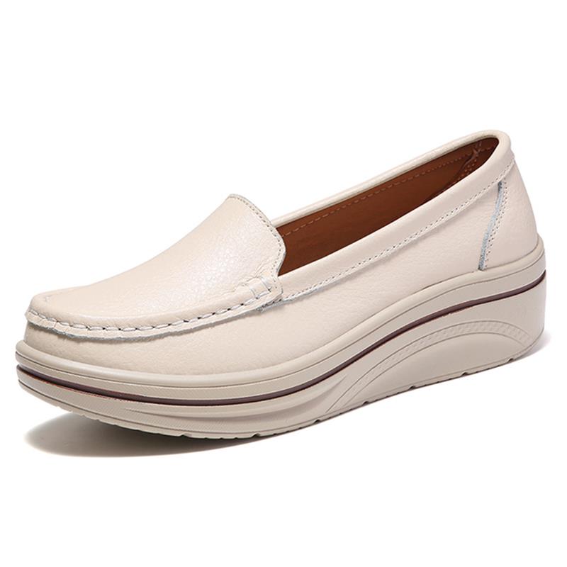 Loafer aus echtem Leder mit Keilabsatz für Damen