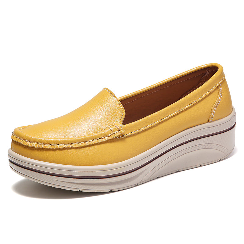 Loafer aus echtem Leder mit Keilabsatz für Damen