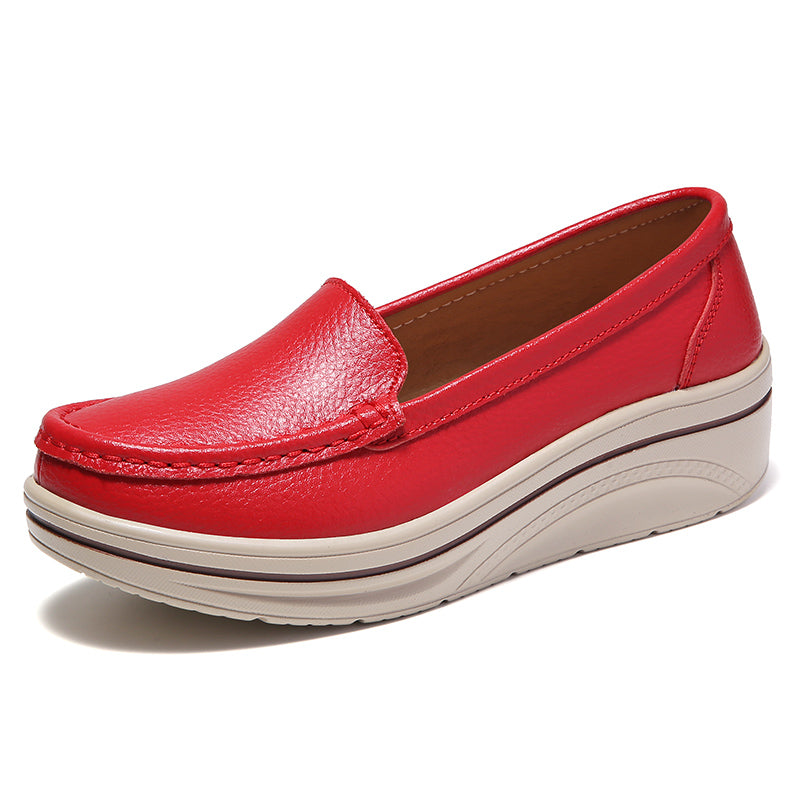 Loafer aus echtem Leder mit Keilabsatz für Damen