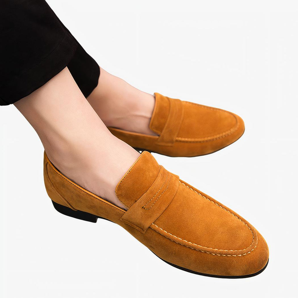 Wildleder-Loafer mit Blockabsatz für Herren