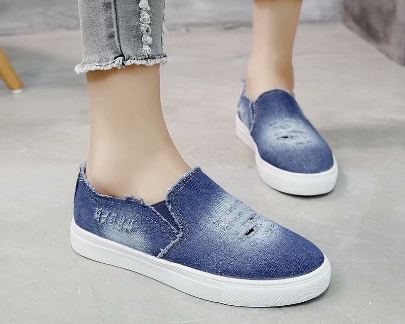 Plateau-Loafer aus Jeansstoff für Damen