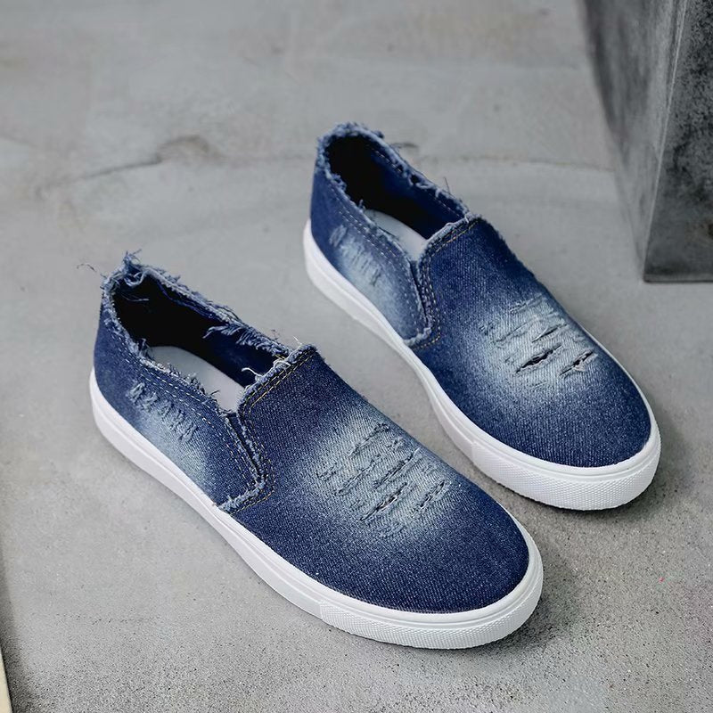 Plateau-Loafer aus Jeansstoff für Damen