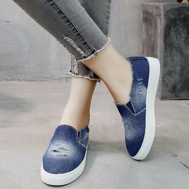 Plateau-Loafer aus Jeansstoff für Damen