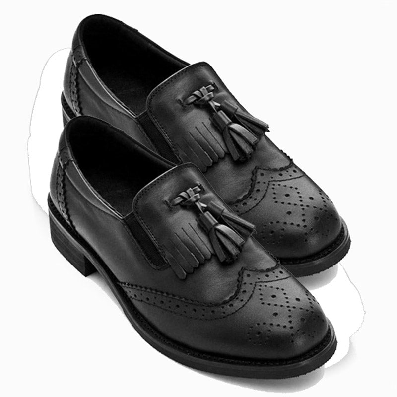 Schwarze Mokassins mit Quasten zum Hineinschlüpfen für Frauen