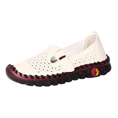 Orthopädische durchbrochene Loafer aus Kunstleder für Damen, Weiß