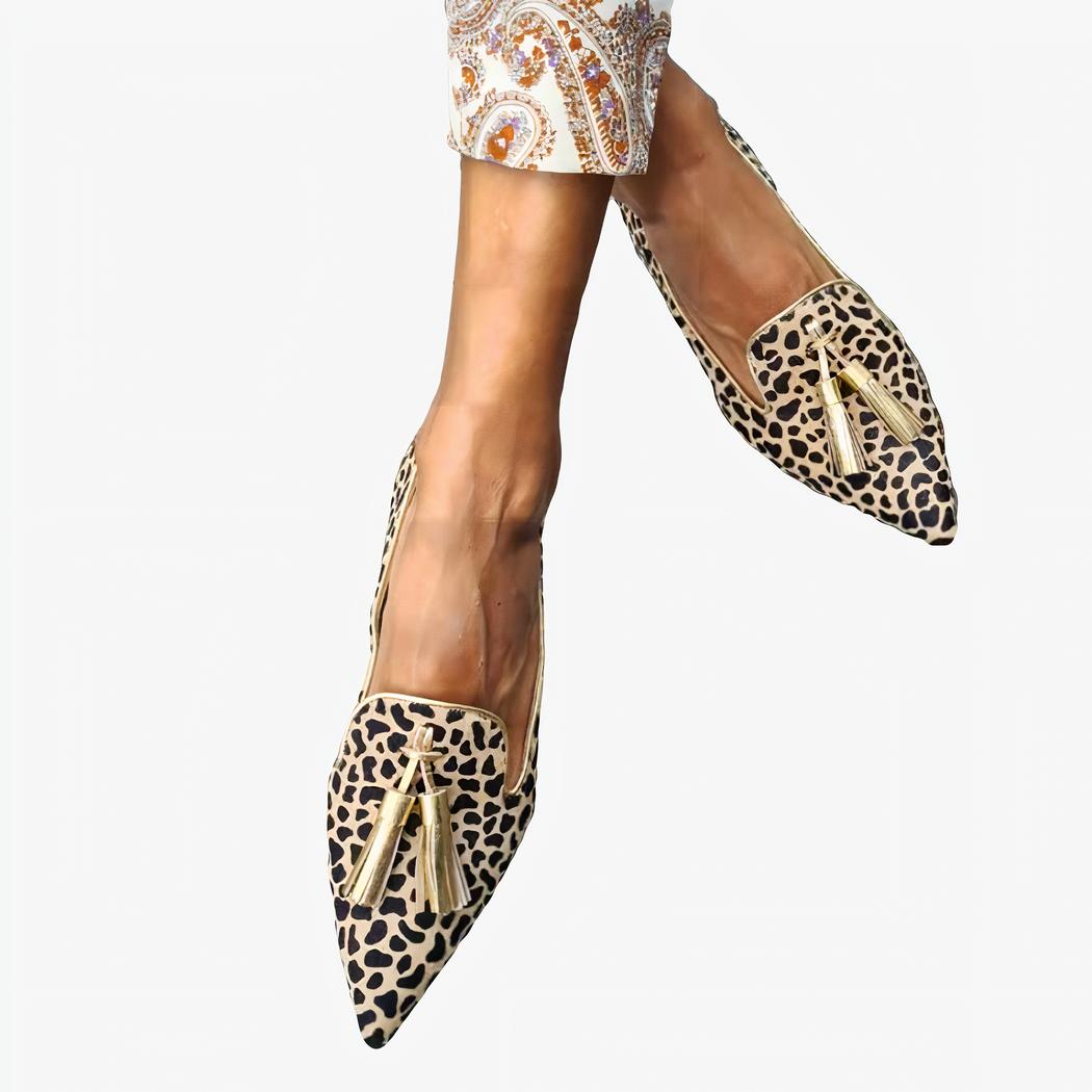 Damen-Loafer mit Leopardenmuster und Quasten