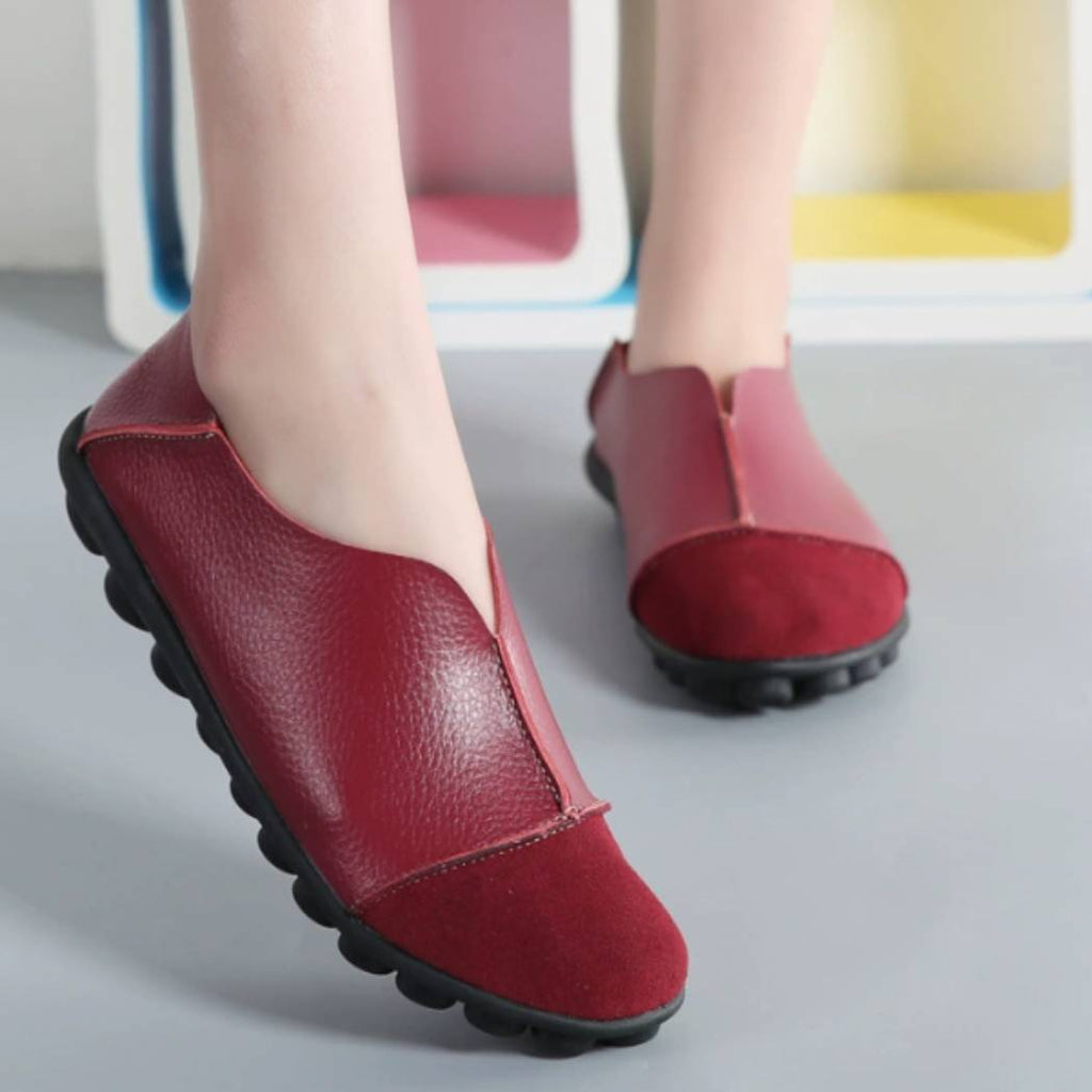 Weiche Damen-Mokassins mit runder Schuhspitze