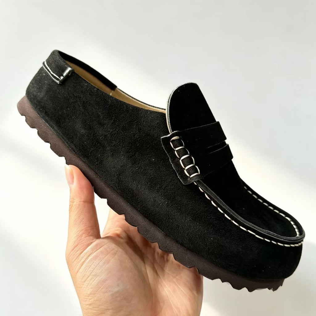 Mokassin-Clogs aus Veloursleder, Farbe Schwarz, Ansicht 2