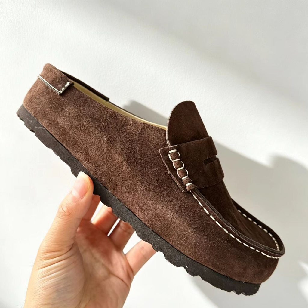Mokassin-Clogs aus Veloursleder, Farbe Sand, Ansicht 3