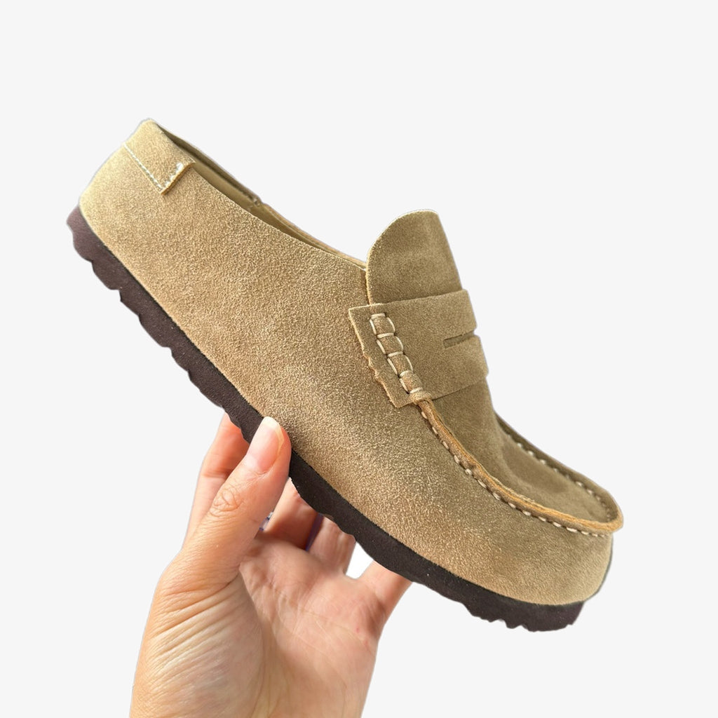 Mokassin-Clogs aus Veloursleder, Farbe Braun, Ansicht 6