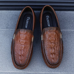 Loafer aus Kunstleder mit Krokodilmuster, Braun