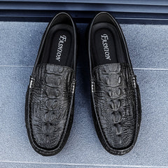 Loafer aus Kunstleder mit Krokodilmuster, Schwarz