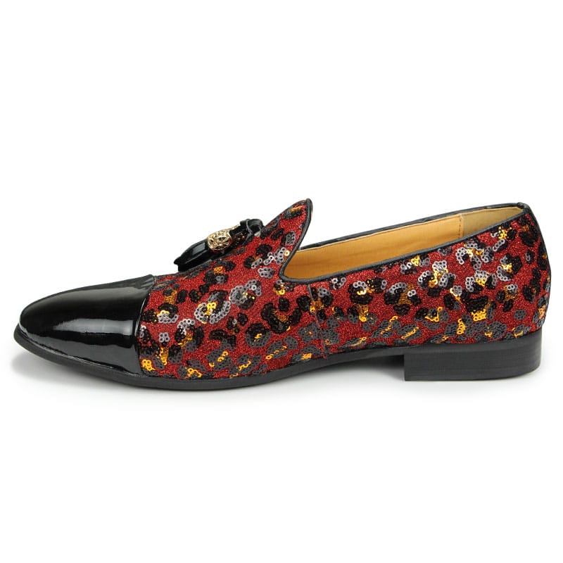 Lackloafer mit Quasten und Pailletten