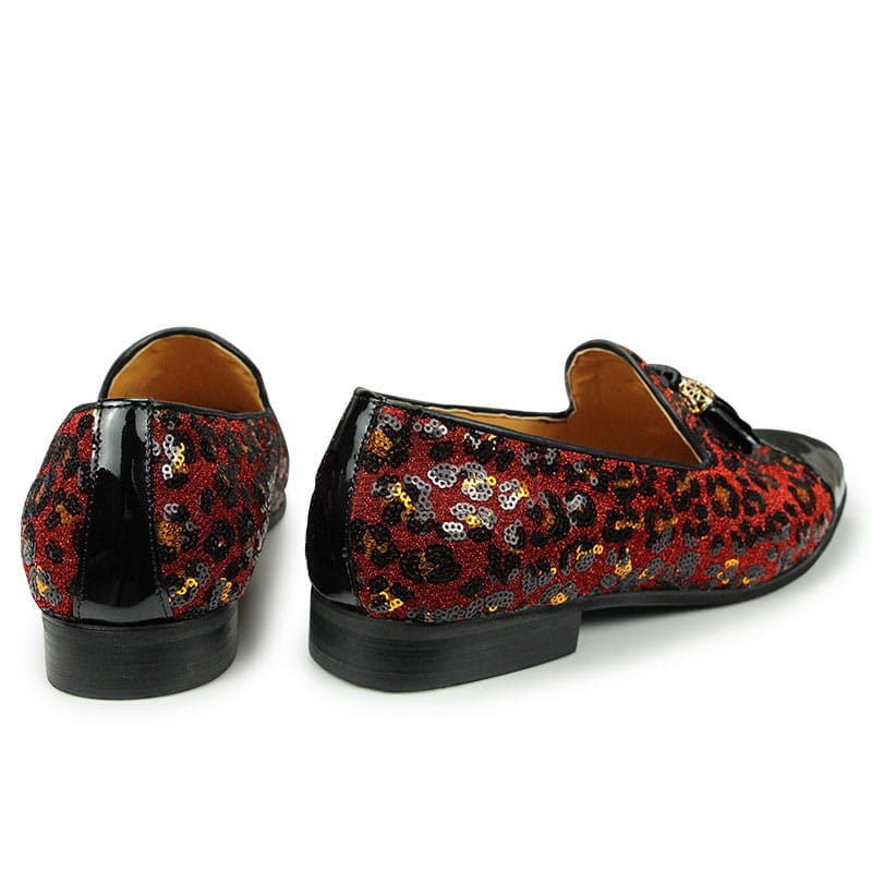 Lackloafer mit Quasten und Pailletten