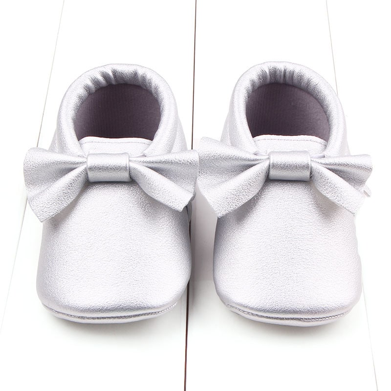 Leder-Mokassins mit großer Schleife für Baby-Mädchen