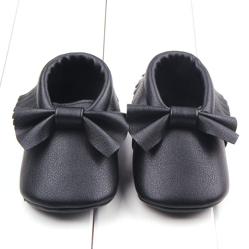 Leder-Mokassins mit großer Schleife für Baby-Mädchen